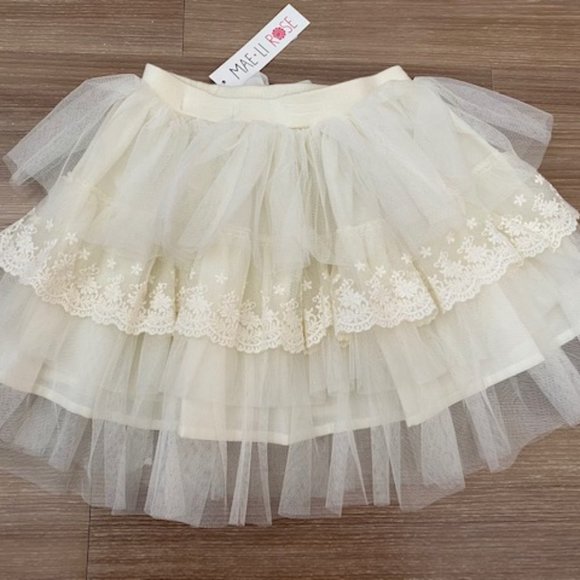 MAE LI ROSE GIRLS DECORATIVE LACE TULLE SKIRT - Picture 2 of 3
